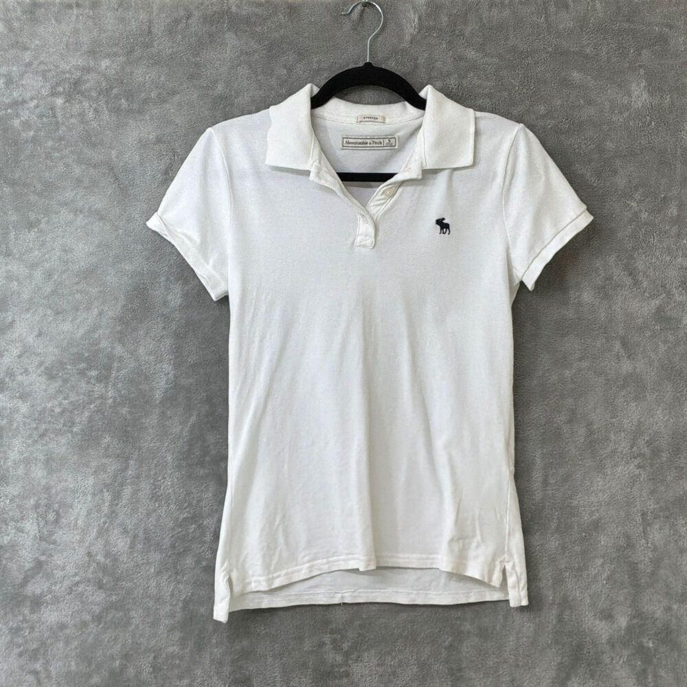 Women’s Abercrombie & Fitch Solid White Polo Shirt Size Small